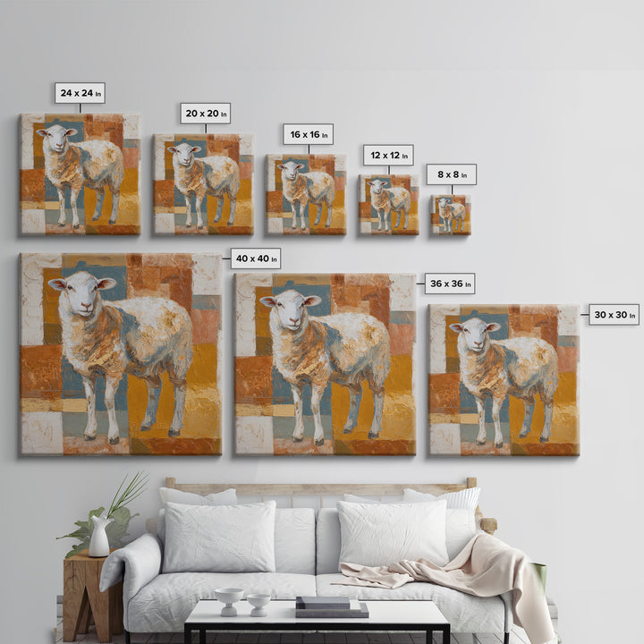Pastoral Sheep in Rolling Countryside Framed Canvas Print, French Country Art, Floral Wall Art, Farmhouse Decor, Country, FCA-1x1-62