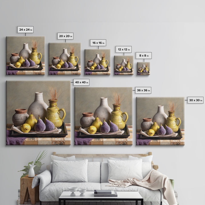Figs on Ceramic Plate Framed Canvas Print, French Country Art, Farmhouse Wall Decor, Farmhouse Decor, Abstract Art, Country, FCA-1x1-64