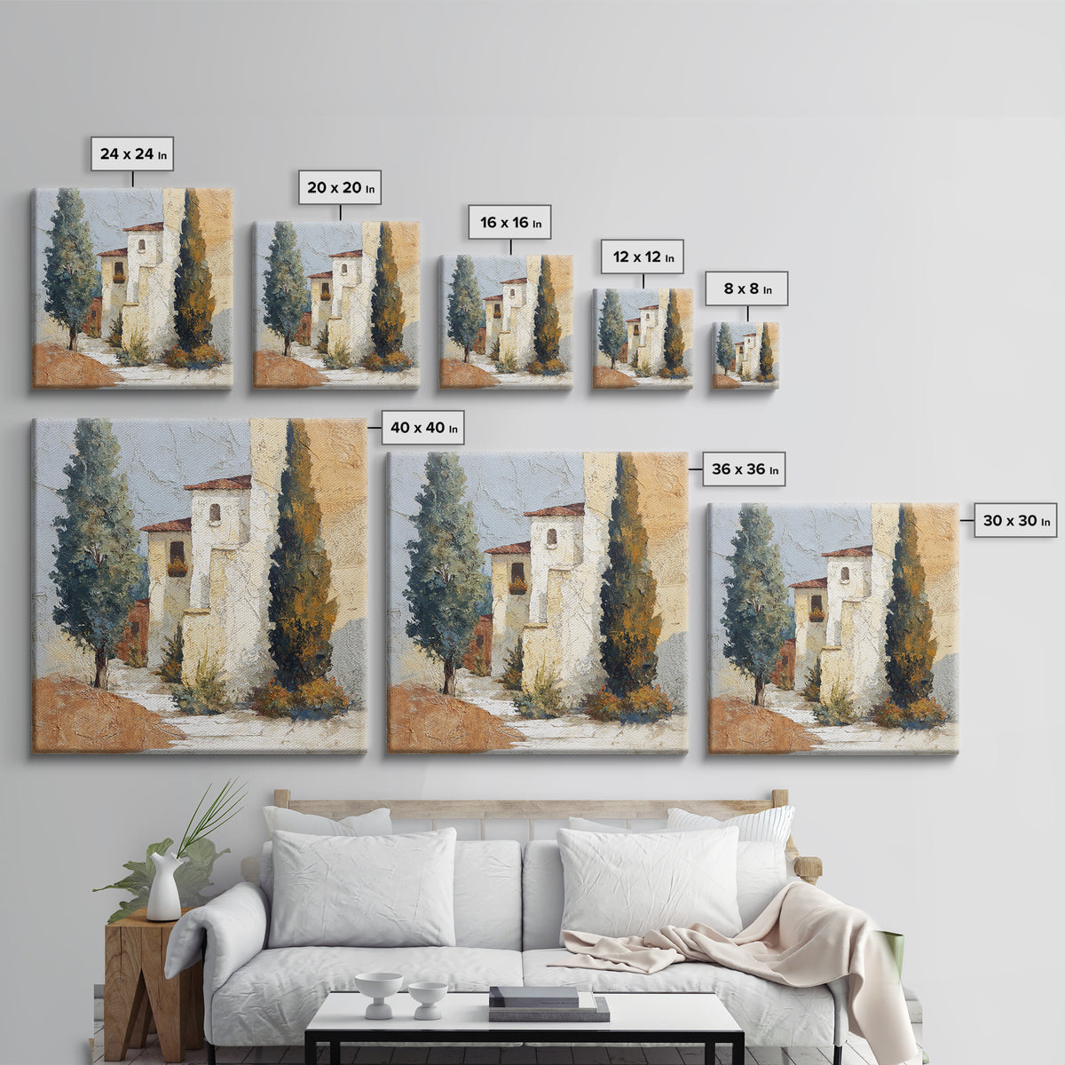 Country Lane Lined Framed Canvas Print, French Country Art, Eclectic Wall Art, Farmhouse Decor, Abstract Art, Country, FCA-1x1-71