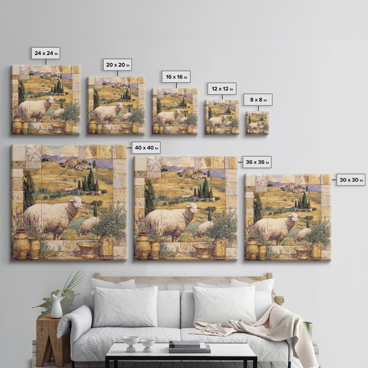 Pastoral Sheep in Rolling Countryside Canvas Print, French Country Art, Farmhouse Wall Art, Farmhouse Decor, Fine Art, Country, FCA-1x1-86