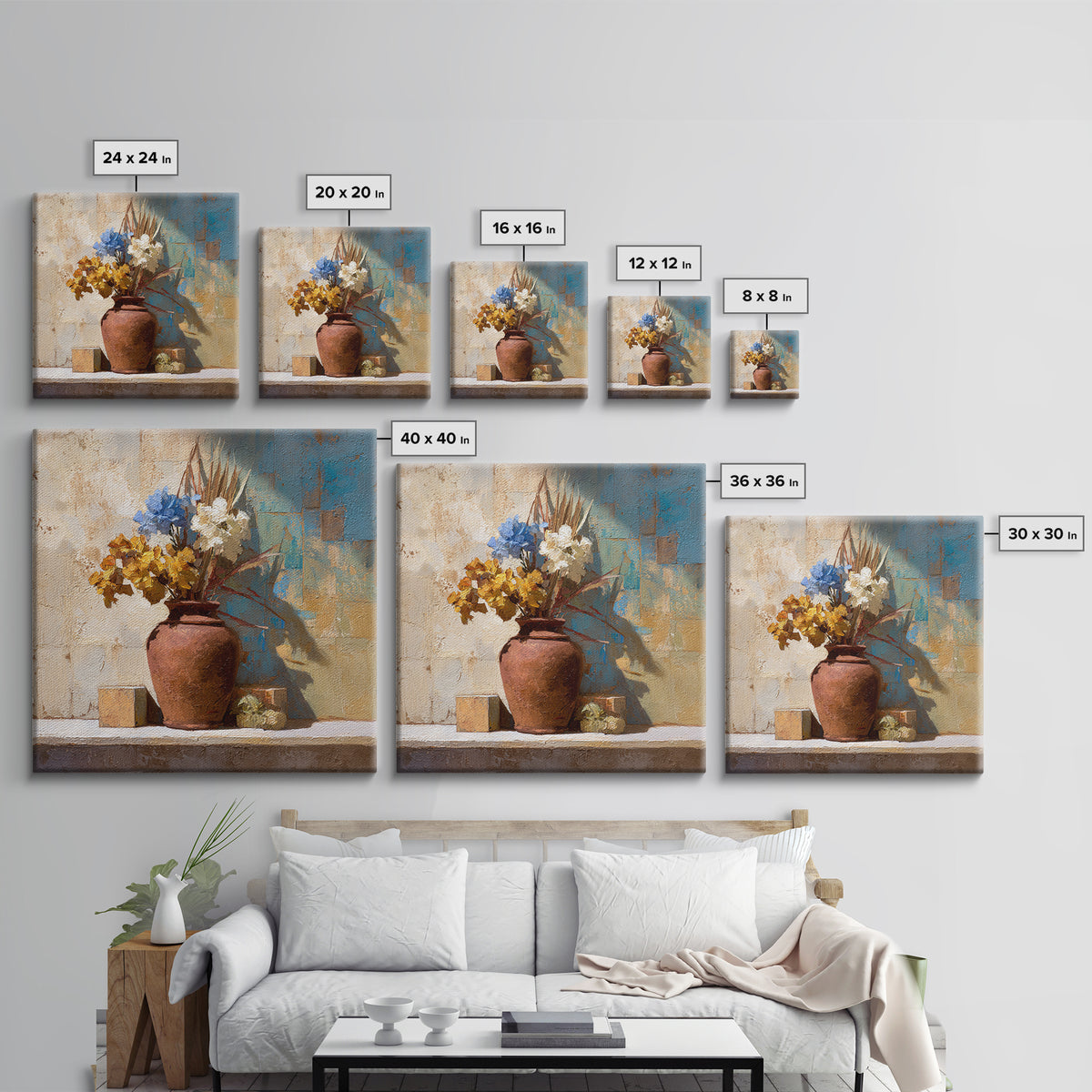Antique Copper Pot and Flowers Still Life Framed Canvas Print, French Country Art, Wall Art, Farmhouse Decor, Fine Art, Country, FCA-1x1-96