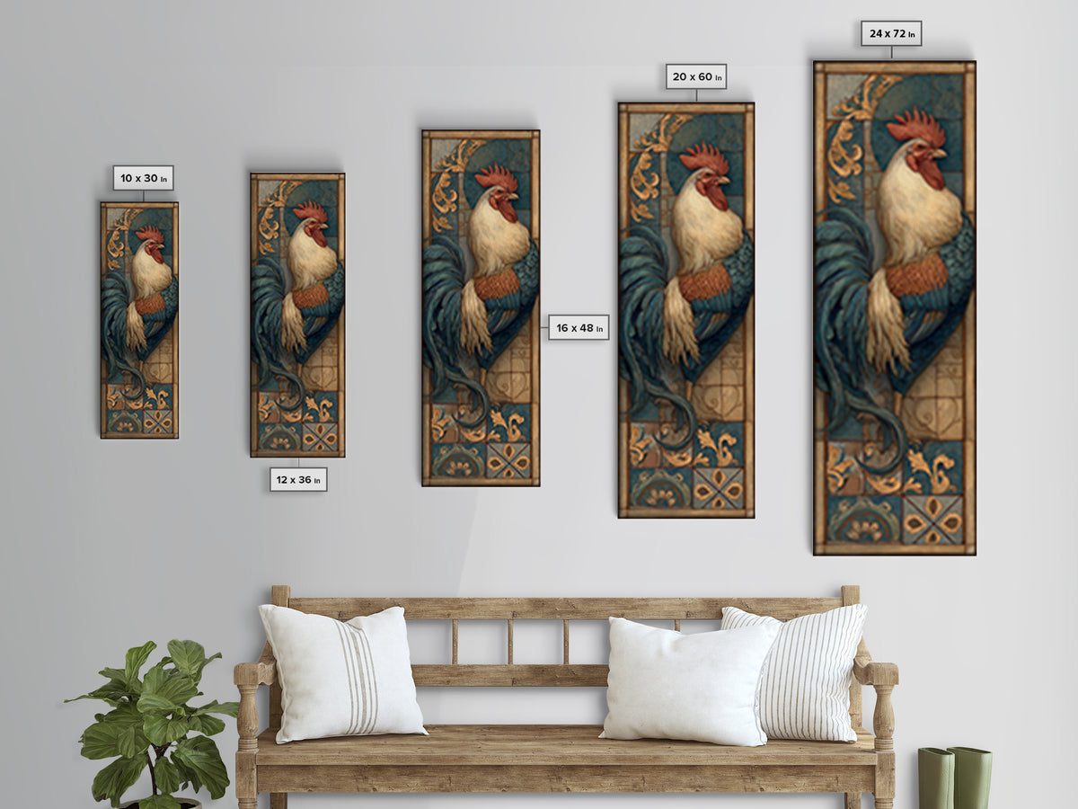 Rooster Portrait in Rustic French Palette Canvas Print, French Country Art, Botanical Prints, Farmhouse Decor, Country, FCA-1x3-14