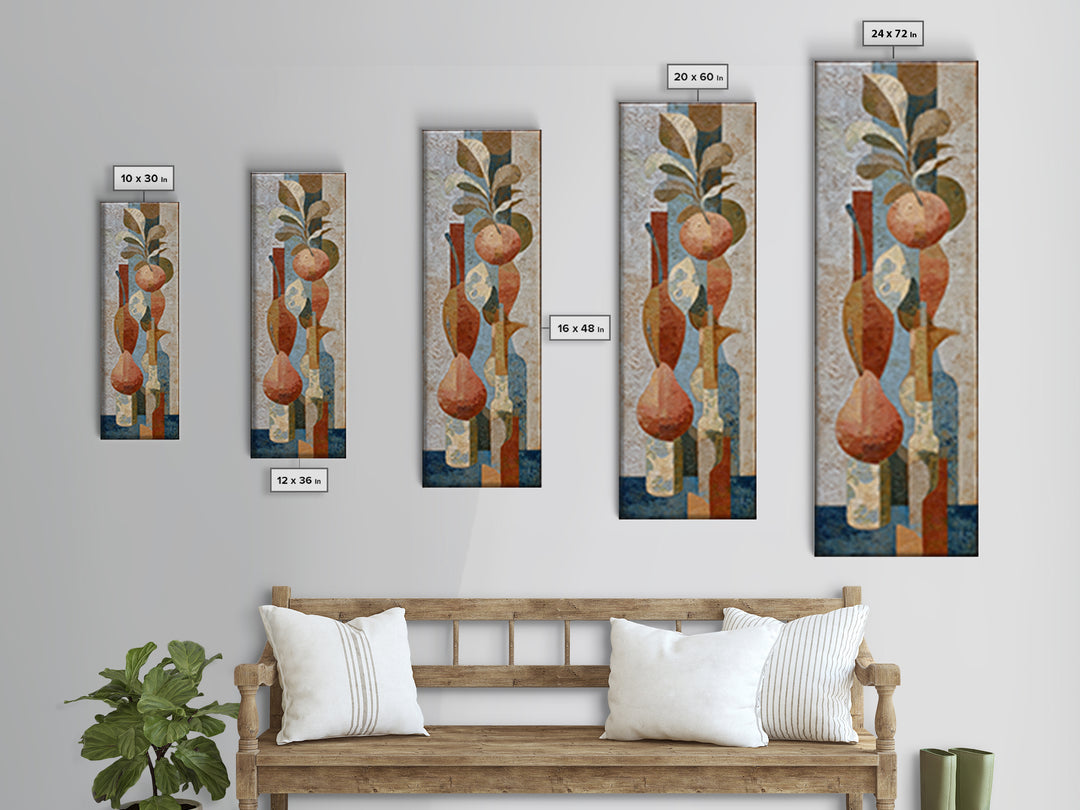 Pear Still Life on Linen Tablecloth Canvas Print, French Country Art, Landscape Painting, Farmhouse Decor, Abstract Art, FCA-1x3-16