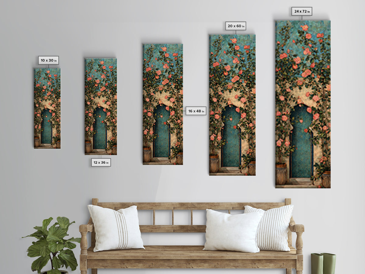 Rustic Door Covered Framed Canvas Print, French Country Art, Floral Wall Art, Farmhouse Decor, Fine Art, Country, Gallery Decor, FCA-1x3-29