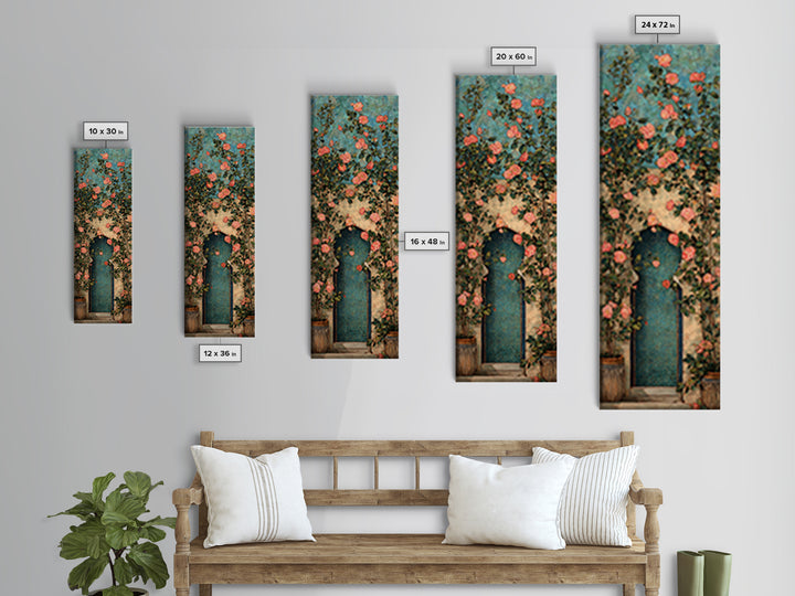 Rustic Door Covered Framed Canvas Print, French Country Art, Floral Wall Art, Farmhouse Decor, Fine Art, Country, Gallery Decor, FCA-1x3-29
