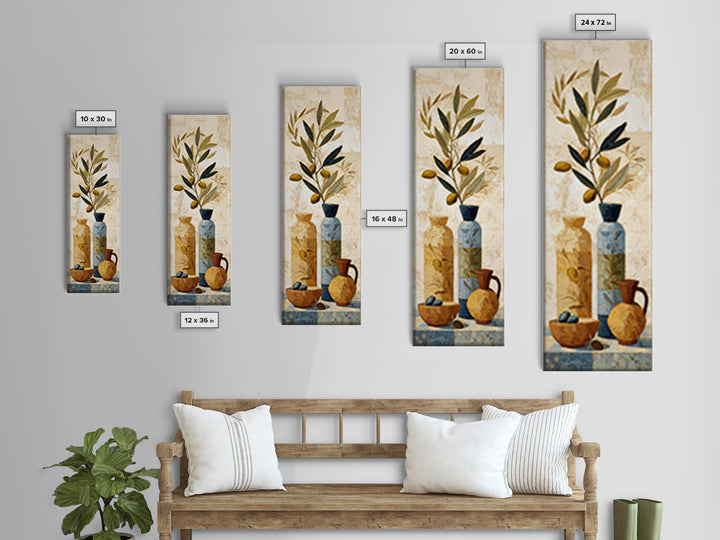 Olive Branch Wreath on Cream Ground Framed Canvas Print, French Country Art, Farmhouse Wall Decor, Farmhouse Decor, Country, FCA-1x3-34