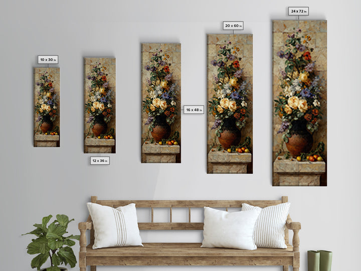 Antique Copper Pot and Flowers Still Life Canvas Print, French Country Art, Landscape Wall Art, Farmhouse Decor, Country, FCA-1x3-36