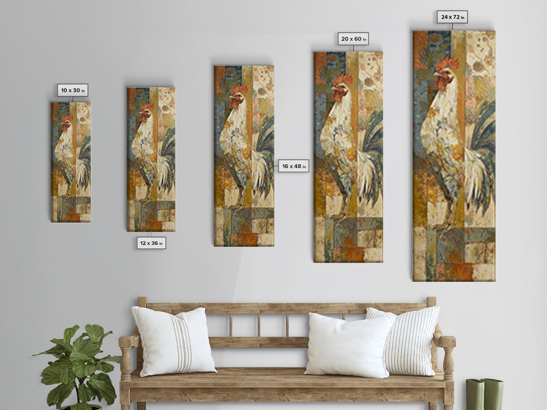 Rooster Portrait in Rustic French Palette Canvas Print, French Country Art, Botanical Prints, Farmhouse Decor, Country, FCA-1x3-38