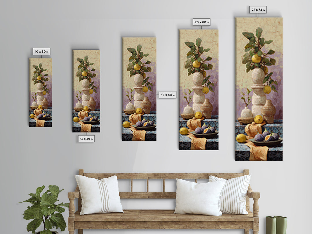 Figs on Ceramic Plate Framed Canvas Print, French Country Art, Above Bed Art, Farmhouse Decor, Abstract Art, Country, FCA-1x3-52