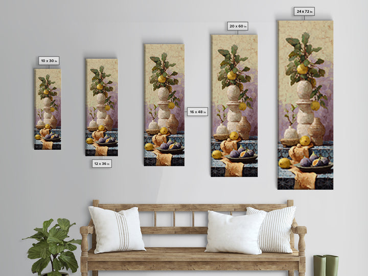 Figs on Ceramic Plate Framed Canvas Print, French Country Art, Above Bed Art, Farmhouse Decor, Abstract Art, Country, FCA-1x3-52