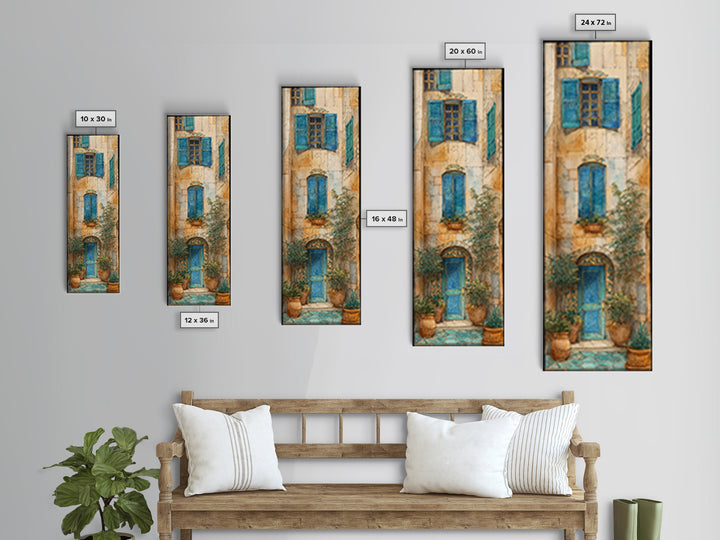 Weathered Window with Blue Shutters Canvas Print, French Country Art, Botanical Wall Art, Farmhouse Decor, Abstract Art, FCA-1x3-57