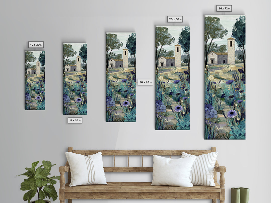 Lavender Field with Distant Stone Farmhouse Canvas Print, French Country Art, Downloadable Art, Farmhouse Decor, Country, FCA-1x3-61