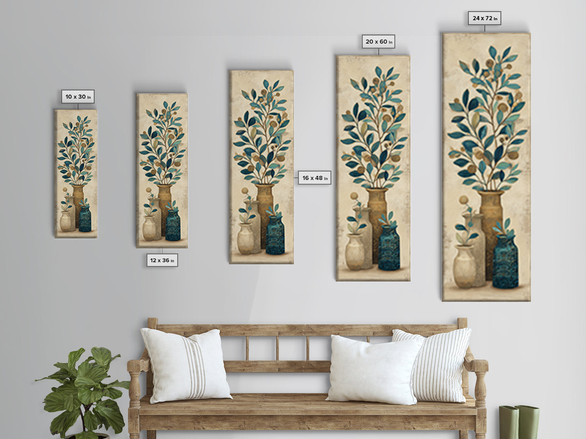 Olive Branch Wreath on Cream Ground Canvas Print, French Country Art, Landscape Painting, Farmhouse Decor, Fine Art, Country, FCA-1x3-82