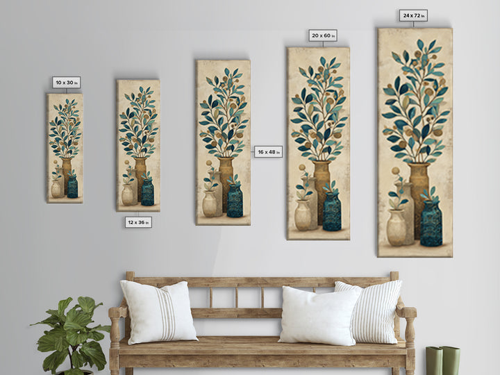 Olive Branch Wreath on Cream Ground Canvas Print, French Country Art, Landscape Painting, Farmhouse Decor, Fine Art, Country, FCA-1x3-82