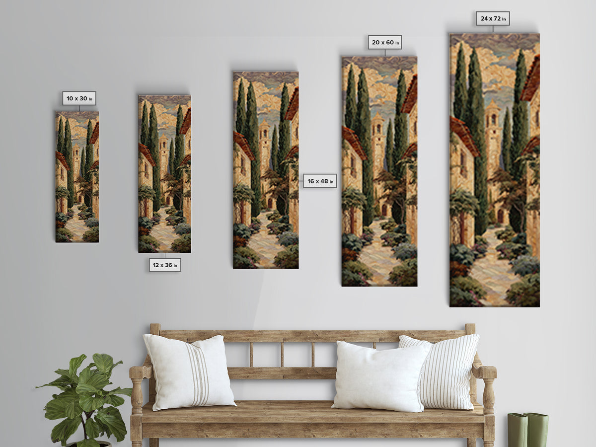 Country Lane Lined Framed Canvas Print, French Country Art, Textured Painting, Farmhouse Decor, Abstract Art, Country, FCA-1x3-83