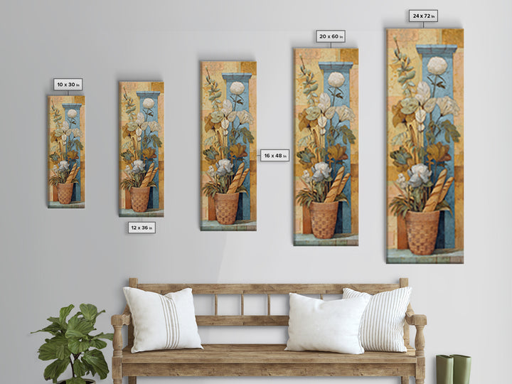 French Market Basket Framed Canvas Print, French Country Art, Printable Wall Art, Farmhouse Decor, Fine Art, Country, FCA-1x3-91