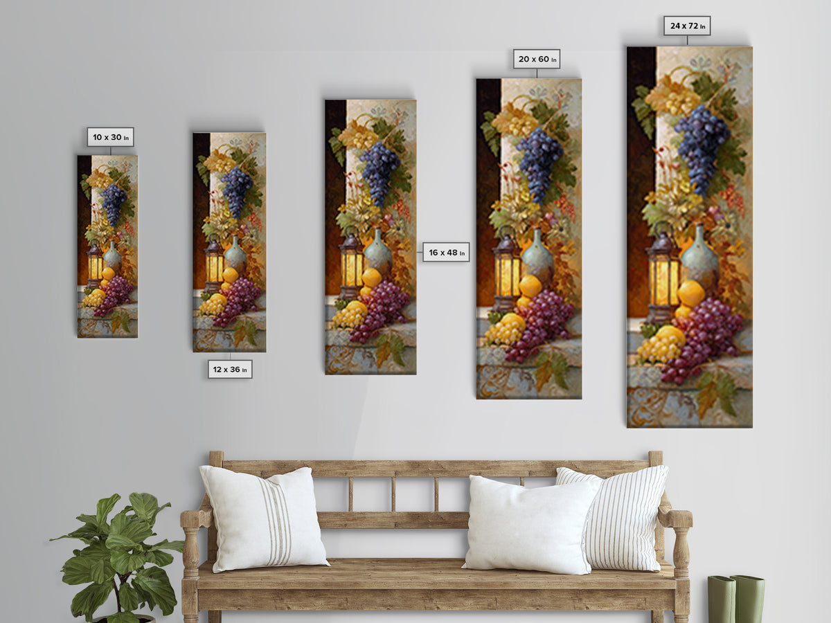 Grapes and Wine Still Life Canvas Print, French Country Art, Digital Download Art, Farmhouse Decor, Fine Art, Country, FCA-1x3-93