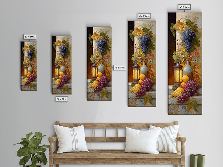 Grapes and Wine Still Life Canvas Print, French Country Art, Digital Download Art, Farmhouse Decor, Fine Art, Country, FCA-1x3-93