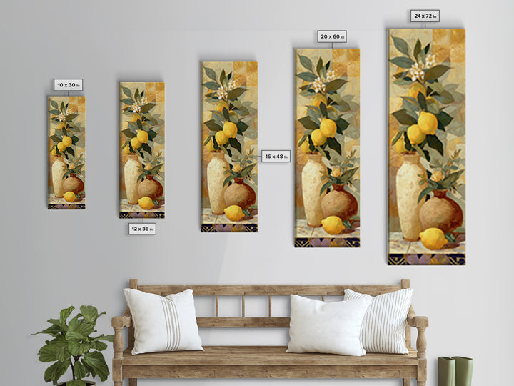 Aged Botanical Plate of Lemons and Leaves Framed Canvas Print, French Country Art, Wall Art, Farmhouse Decor, Fine Art, Country, FCA-1x3-96