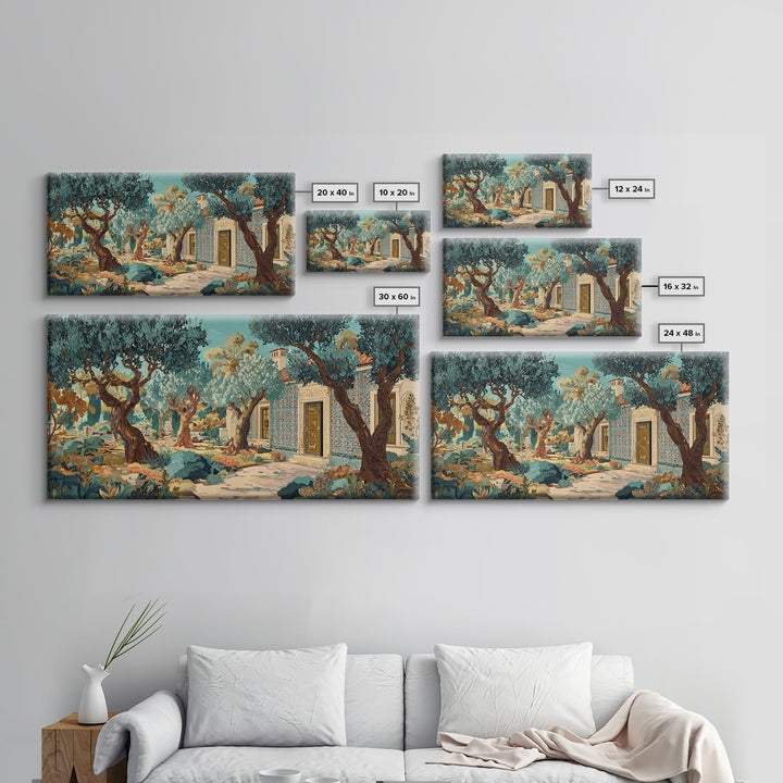 Sunlit Provence Olive Grove Framed Canvas Print, French Country Art, Neutral Decor, Farmhouse Decor, Fine Art, Country, FCA-2x1-1
