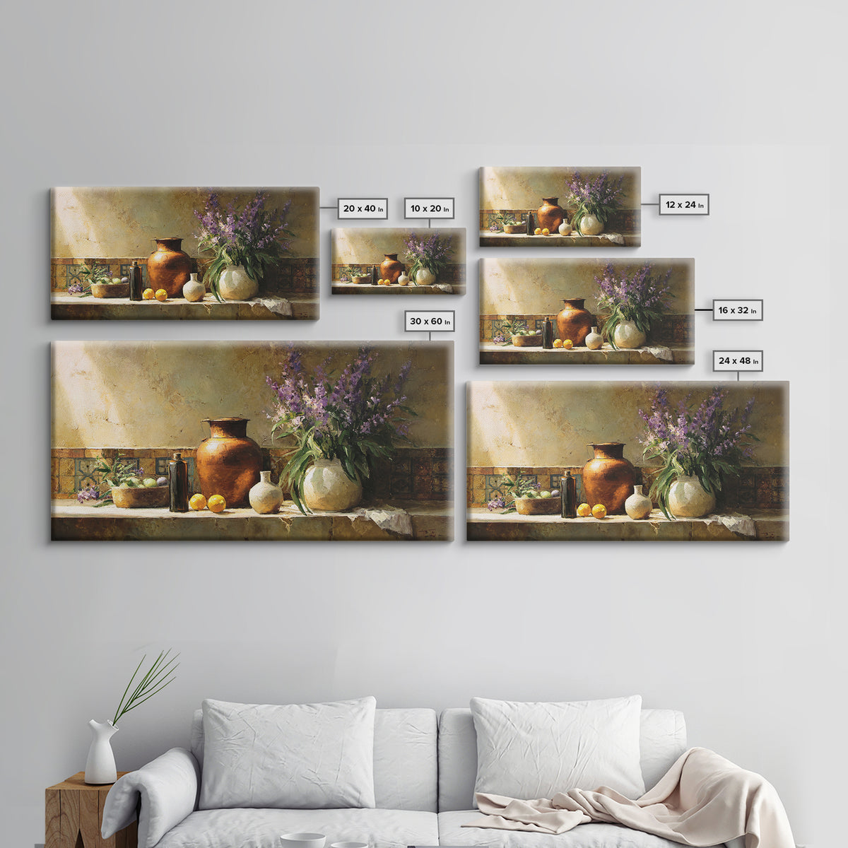 Antique Copper Pot and Flowers Still Life Framed Canvas Print, French Country Art, Modern Decor, Farmhouse Decor, Country, FCA-2x1-20