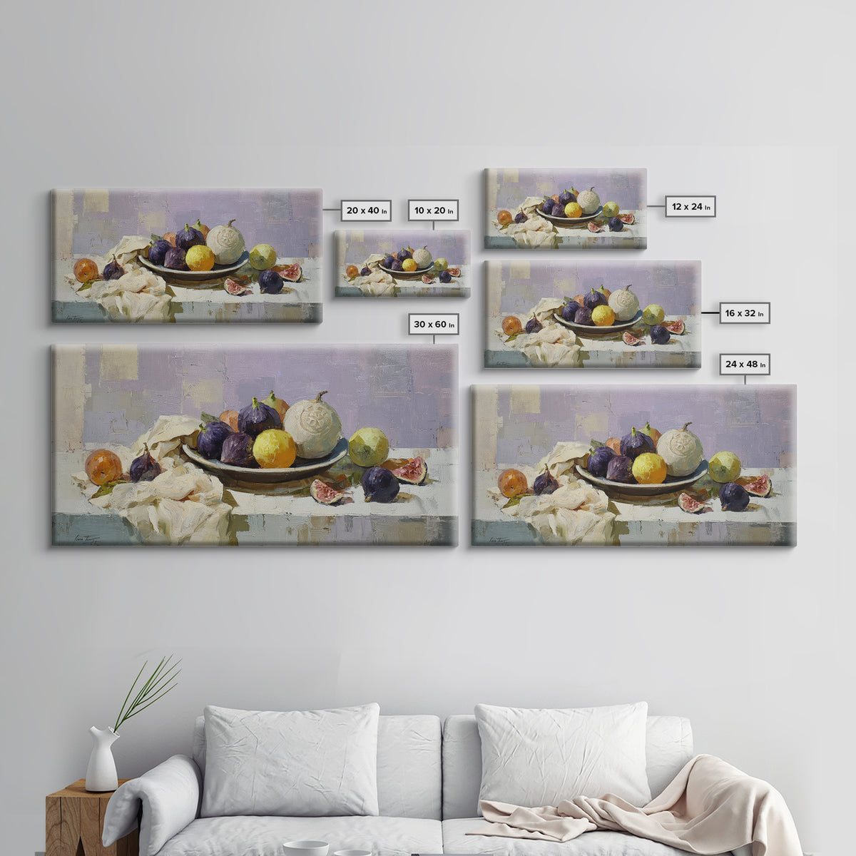 Figs on Ceramic Plate Canvas Print, French Country Art, Minimalist Decor, Farmhouse Decor, Abstract Art, Country, FCA-2x1-36
