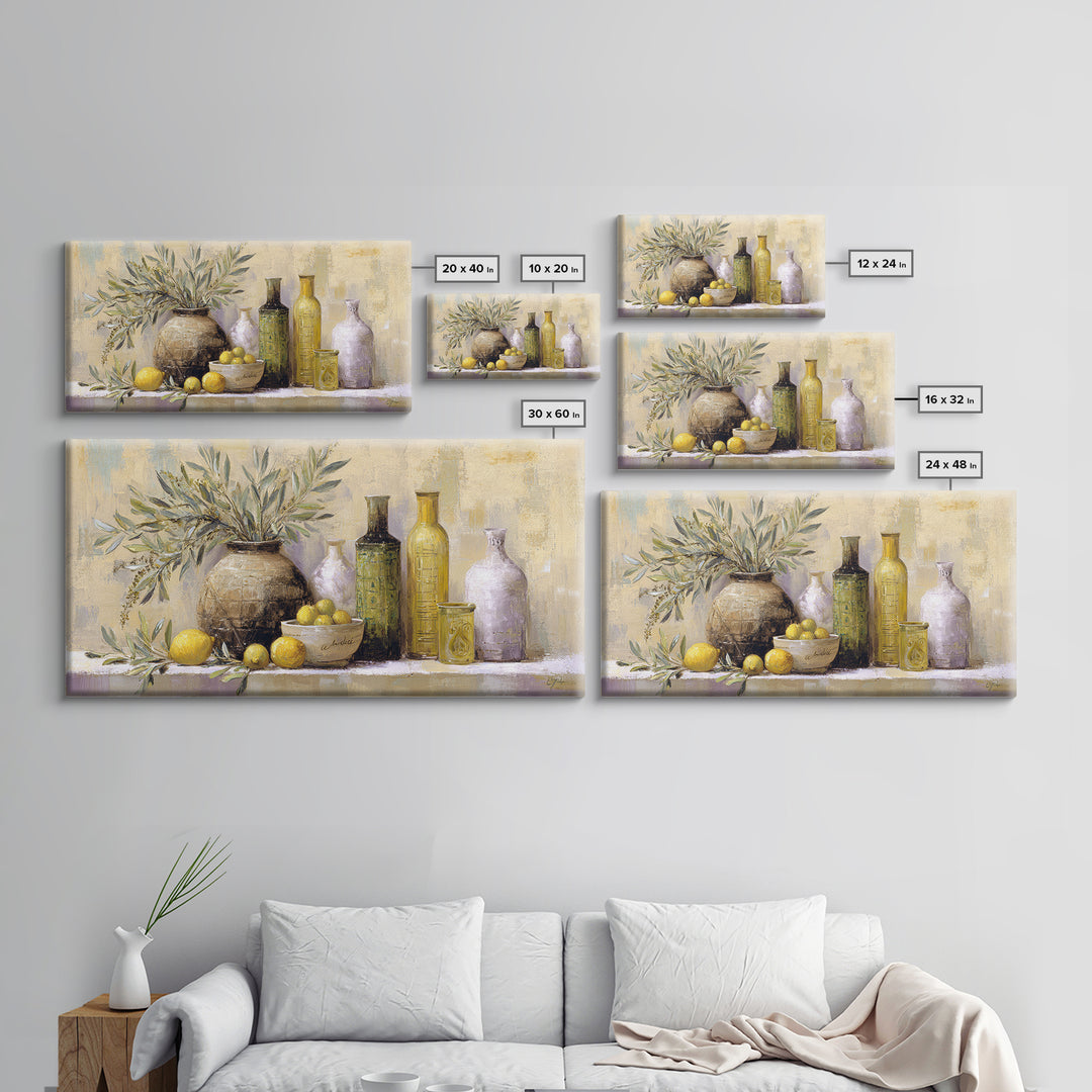 Olive Branch Wreath on Cream Ground Framed Canvas Print, French Country Art, Downloadable Art, Farmhouse Decor, Watercolor Art, FCA-2x1-42