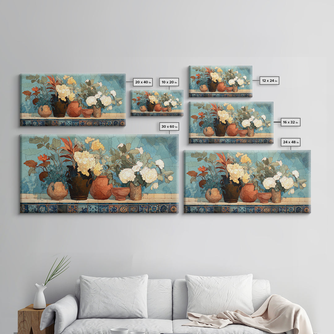 Antique Copper Pot and Flowers Still Life Canvas Print, French Country Art, Art Print, Farmhouse Decor, Fine Art, Country, FCA-2x1-44