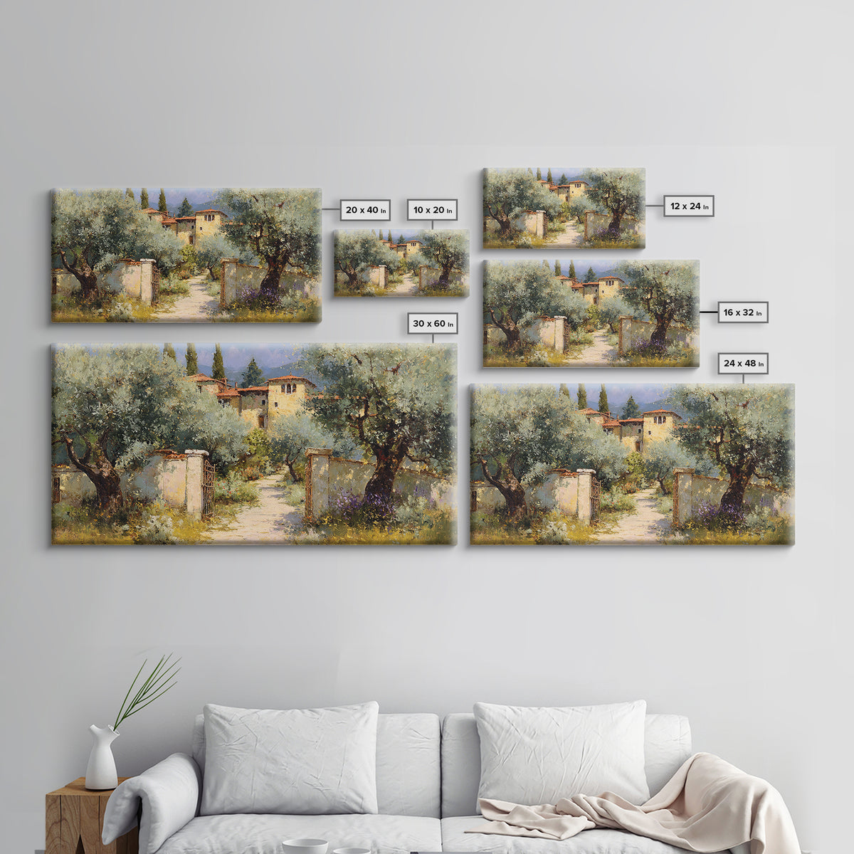 Sunlit Provence Olive Grove Canvas Print, French Country Art, Luxury Decor, Farmhouse Decor, Fine Art, Country, Oil Painting, FCA-2x1-49