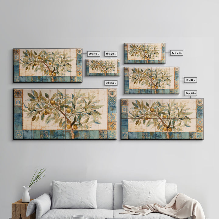Olive Branch Wreath on Cream Ground Canvas Print, French Country Art, Wall Decor, Farmhouse Decor, Fine Art, Country, FCA-2x1-66