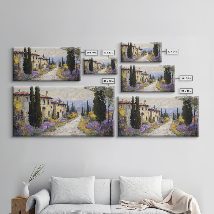 Country Lane Lined Framed Canvas Print, French Country Art, Eclectic Wall Art, Farmhouse Decor, Fine Art, Country, Modern Decor, FCA-2x1-67