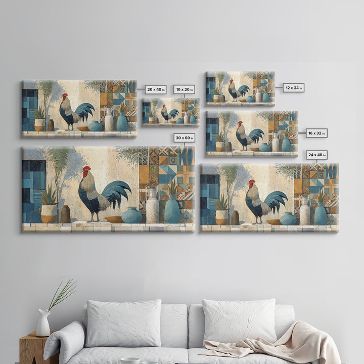 Rooster Portrait in Rustic French Palette Canvas Print, French Country Art, Luxury Decor, Farmhouse Decor, Fine Art, Country, FCA-2x1-70