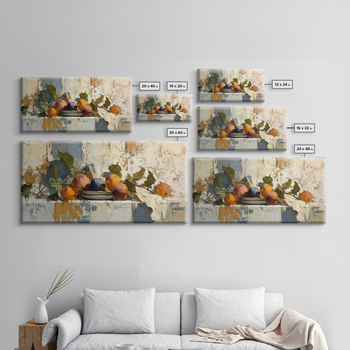 Figs on Ceramic Plate Framed Canvas Print, French Country Art, Farmhouse Wall Decor, Farmhouse Decor, Abstract Art, Country, FCA-2x1-84