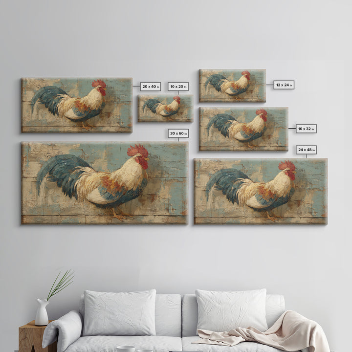 Rooster Portrait in Rustic French Palette Canvas Print, French Country Art, Luxury Decor, Farmhouse Decor, Fine Art, Country, FCA-2x1-94