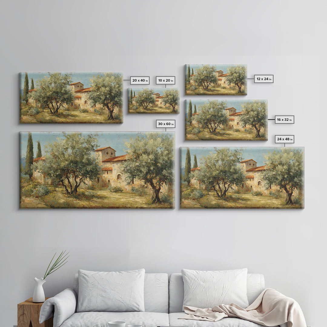 Sunlit Provence Olive Grove Framed Canvas Print, French Country Art, Contemporary Art, Farmhouse Decor, Fine Art, Country, FCA-2x1-97