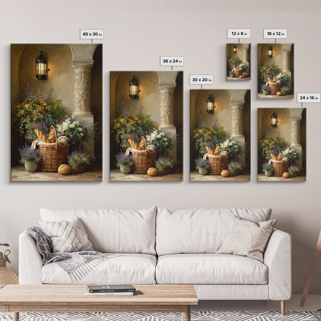 French Market Basket Canvas Print, French Country Art, Printable Art, Farmhouse Decor, Oil Painting, Country, Eclectic Wall Art, FCA-2x3-15