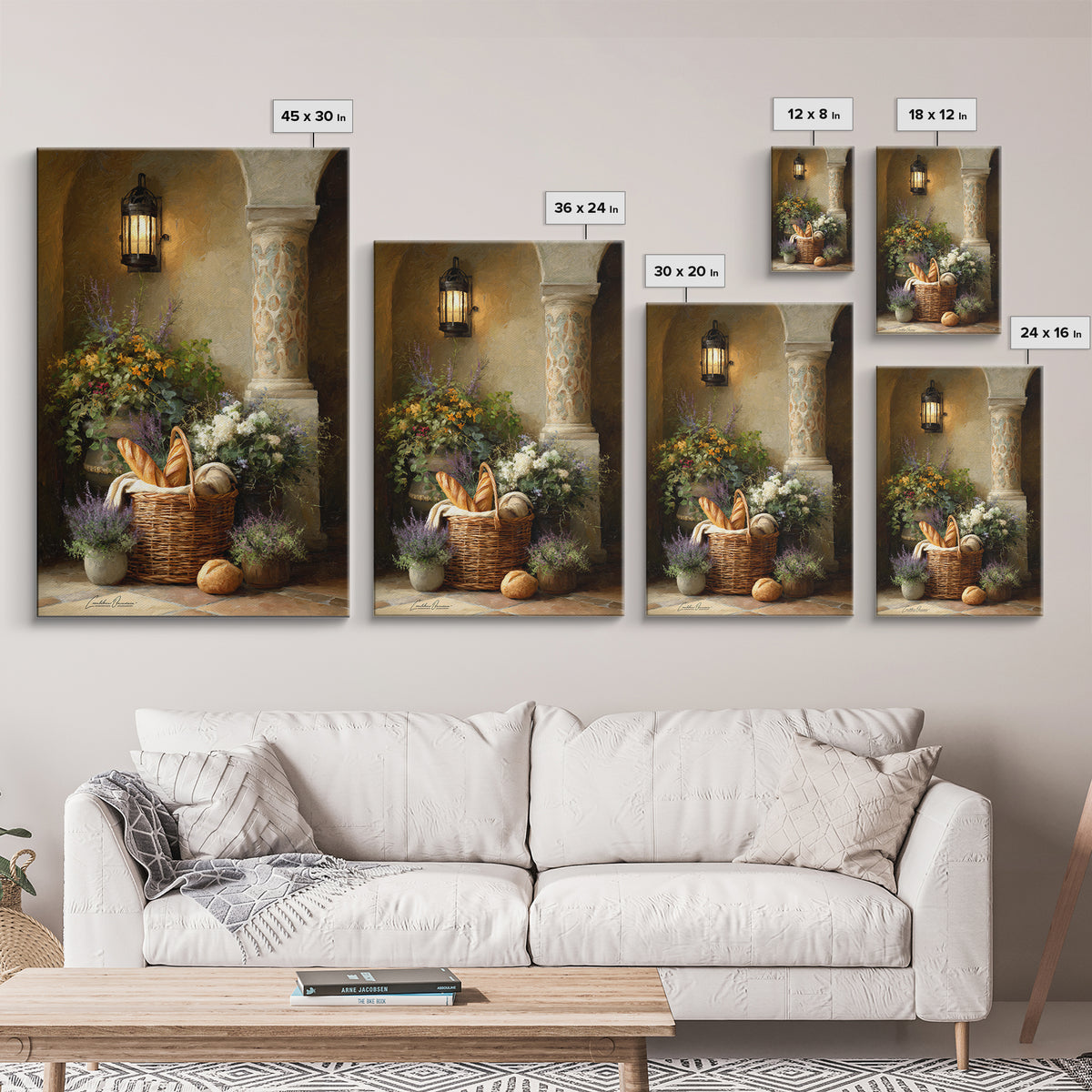 French Market Basket Canvas Print, French Country Art, Printable Art, Farmhouse Decor, Oil Painting, Country, Eclectic Wall Art, FCA-2x3-15
