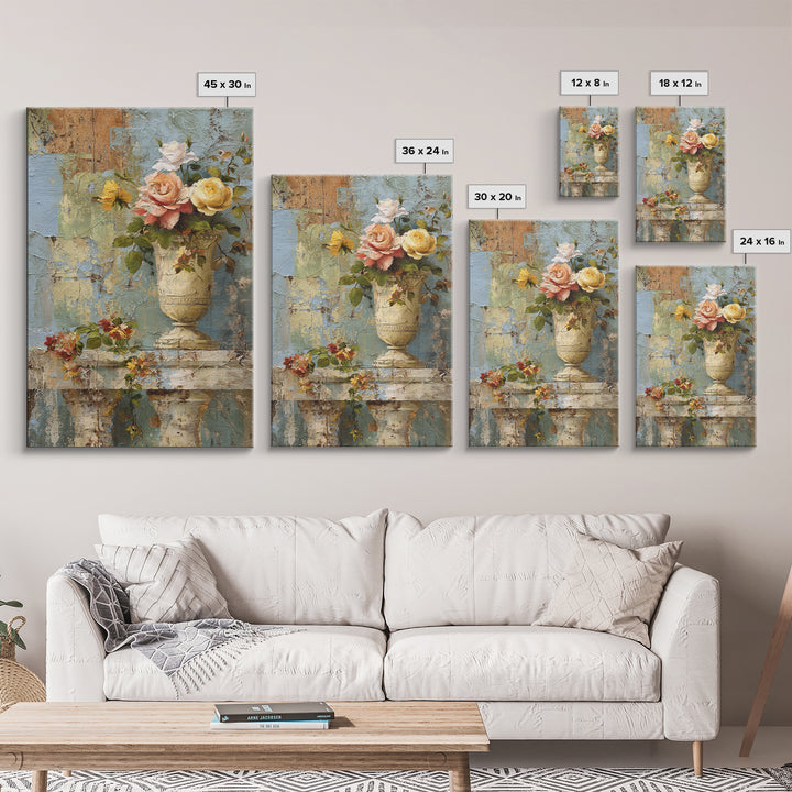 Ch Teau Garden Urn Framed Canvas Print, French Country Art, Digital Wall Art, Farmhouse Decor, Watercolor Art, Country, FCA-2x3-3