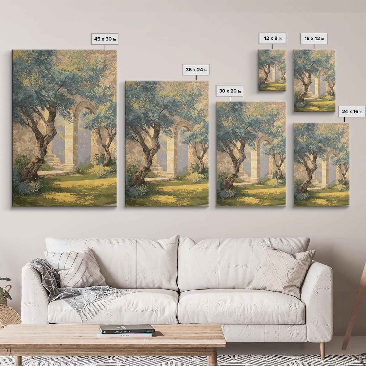 Sunlit Provence Olive Grove Framed Canvas Print, French Country Art, Neutral Decor, Farmhouse Decor, Fine Art, Country, FCA-2x3-37
