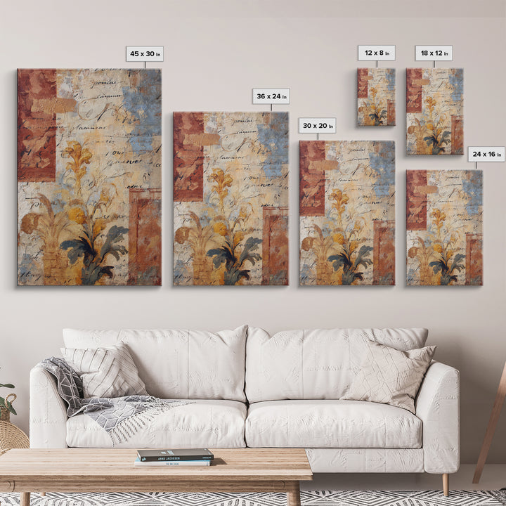 French Script Flourishes Without Readable Text Canvas Print, French Country Art, Gallery Decor, Farmhouse Decor, Country, FCA-2x3-50
