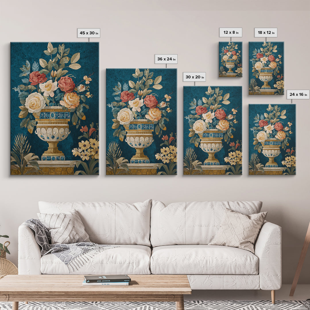 Ch Teau Garden Urn Framed Canvas Print, French Country Art, Digital Art Prints, Farmhouse Decor, Fine Art, Country, Home Decor, FCA-2x3-51