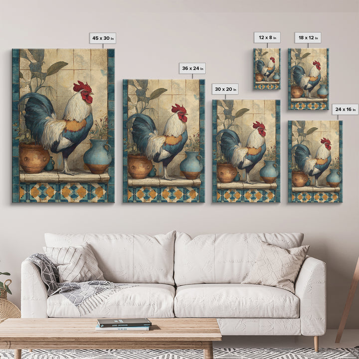 Rooster Portrait in Rustic French Palette Canvas Print, French Country Art, Luxury Decor, Farmhouse Decor, Fine Art, Country, FCA-2x3-58