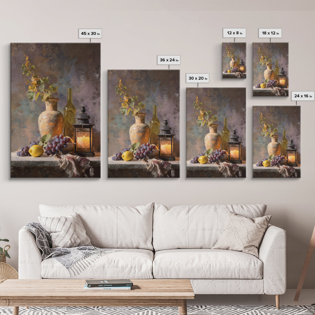 Grapes and Wine Still Life Canvas Print, French Country Art, Art Print, Farmhouse Decor, Fine Art, Country, Digital Wall Art, FCA-2x3-65