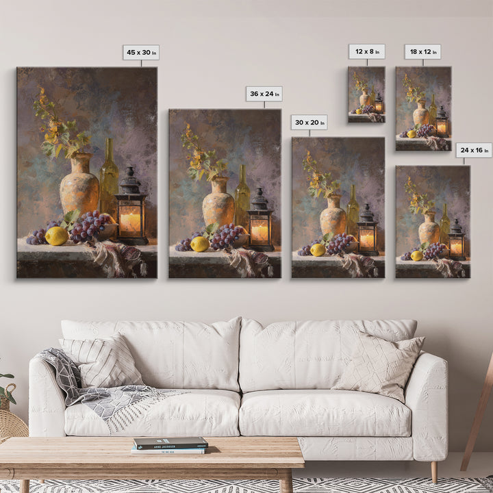 Grapes and Wine Still Life Canvas Print, French Country Art, Art Print, Farmhouse Decor, Fine Art, Country, Digital Wall Art, FCA-2x3-65