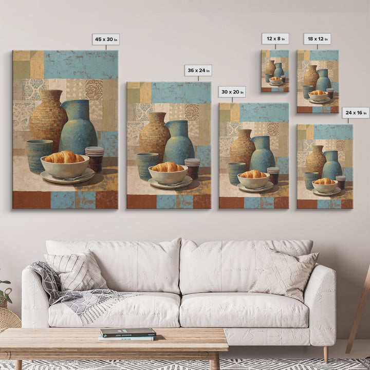 Caf Au Lait Bowl Canvas Print, French Country Art, Fine Art Print, Farmhouse Decor, Oil Painting, Country, Digital Prints, FCA-2x3-66