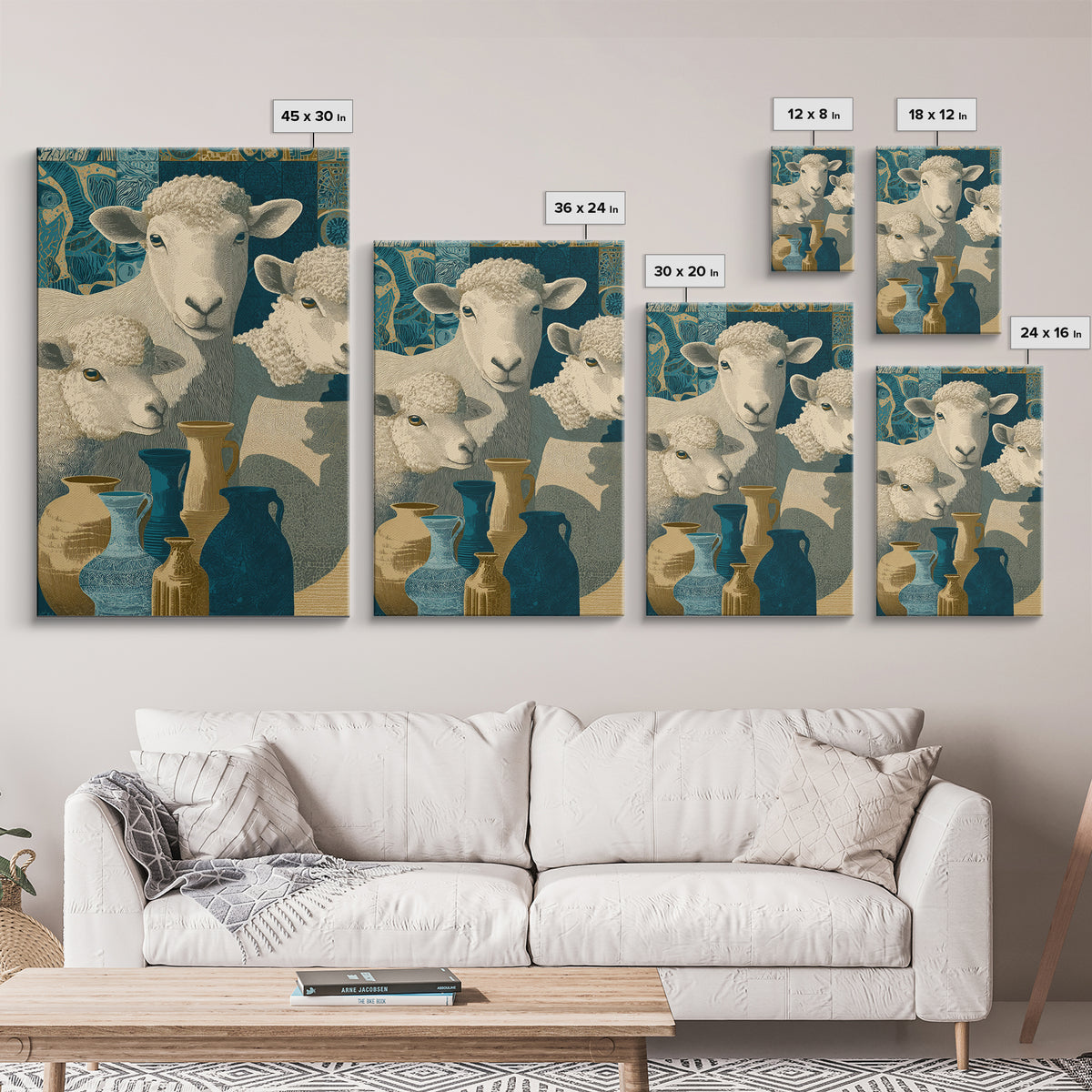 Pastoral Sheep in Rolling Countryside Canvas Print, French Country Art, Statement Artwork, Farmhouse Decor, Fine Art, Country, FCA-2x3-70