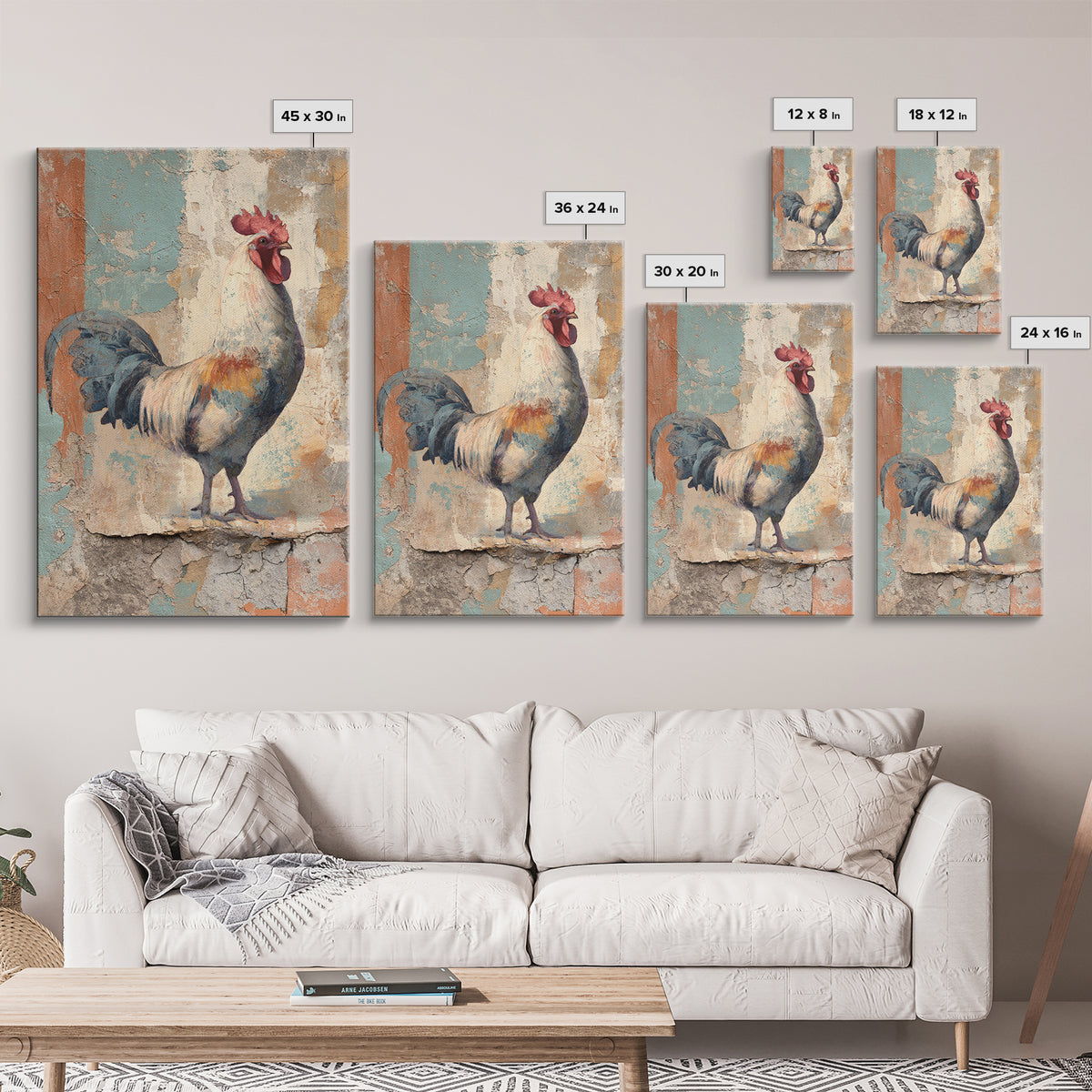 Rooster Portrait in Rustic French Palette Canvas Print, French Country Art, Luxury Decor, Farmhouse Decor, Fine Art, Country, FCA-2x3-82