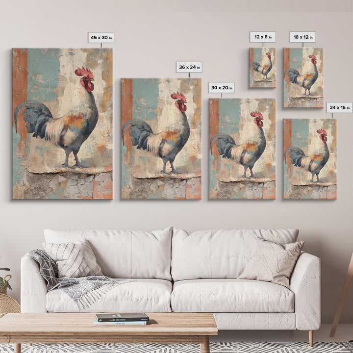 Rooster Portrait in Rustic French Palette Canvas Print, French Country Art, Luxury Decor, Farmhouse Decor, Fine Art, Country, FCA-2x3-82