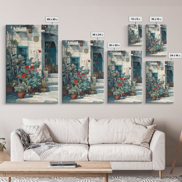Poppies Beside a Stone Garden Wall Canvas Print, French Country Art, Art Print, Farmhouse Decor, Watercolor Art, Country, FCA-2x3-95