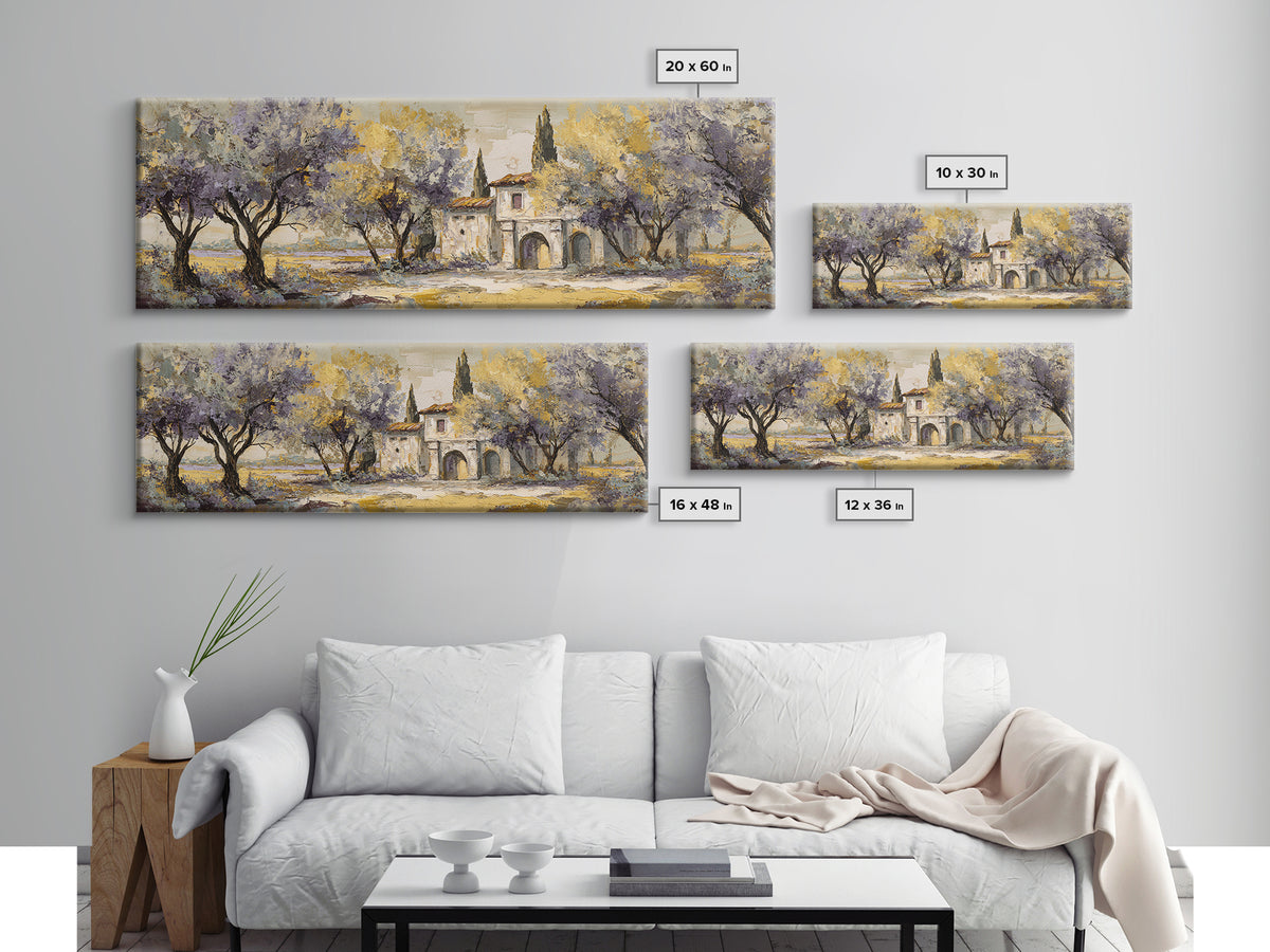 Sunlit Provence Olive Grove Canvas Print, French Country Art, Original Painting, Farmhouse Decor, Country, Coastal Wall Art, FCA-3x1-21
